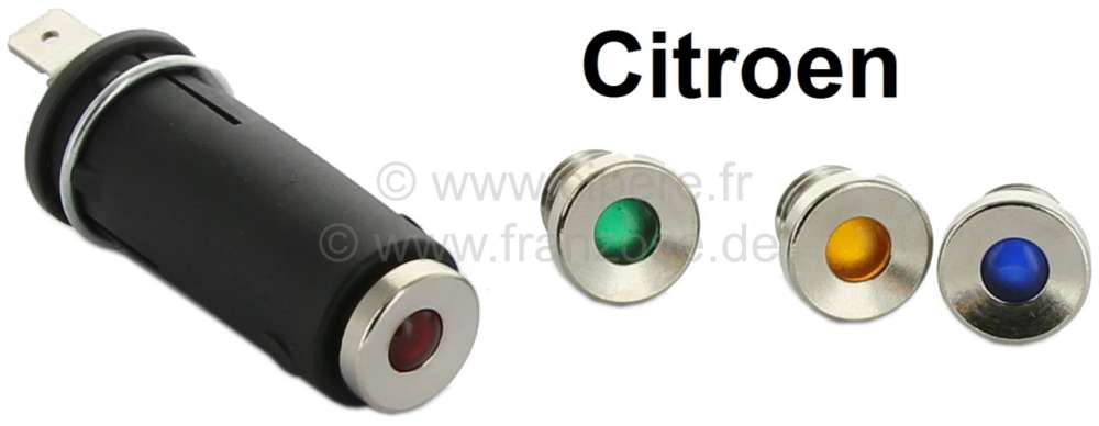 Alle - Kontrollleuchte Citroen 2CV, HY, DS. Wie original, Farbe: verchromt, mit 4 verschieden far