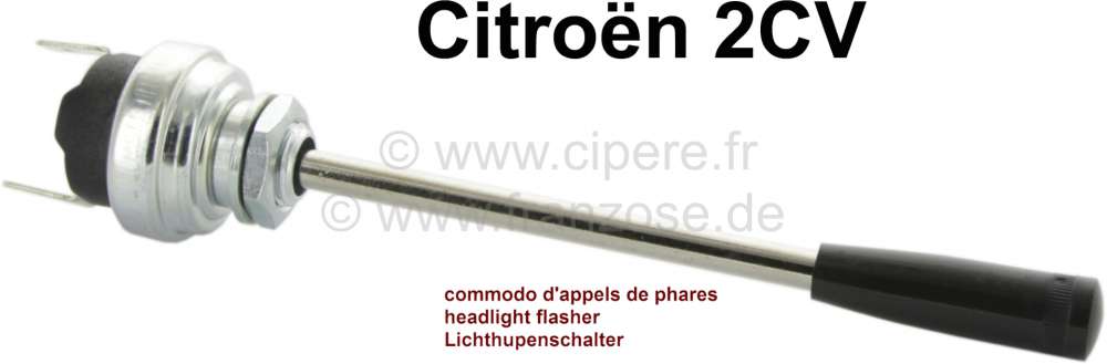 Citroen-2CV - Lichthupenschalter in dem Tachometergehäuse. Passend für Citroen 2CV. Ersatztyp, komplet