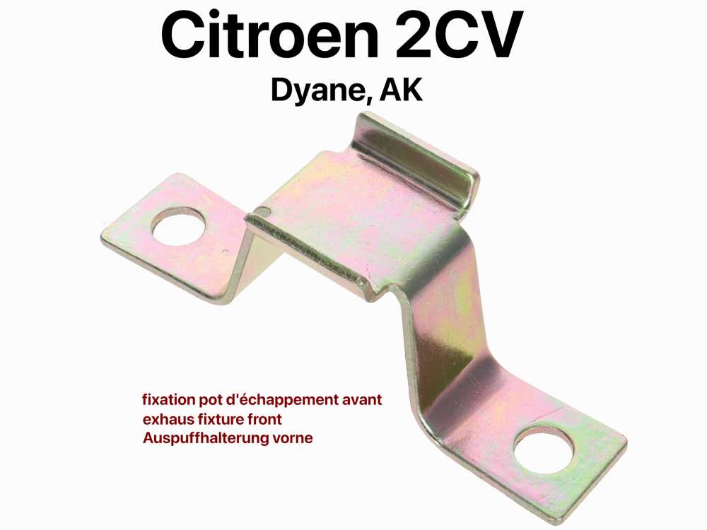 Citroen-2CV - 2CV6, Auspuffhalterung 2CV6, vorne, verzinkt. Der Halter wird unter dem Bodenblech verschr