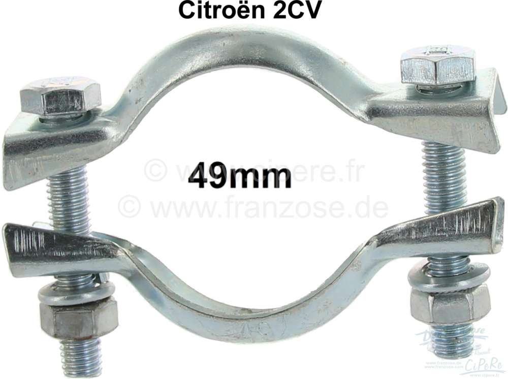 Citroen-2CV - 2CV6, Auspuffschelle 49mm, für Übergang Krümmer zu Heizbirne und Übergang Wärmetausch