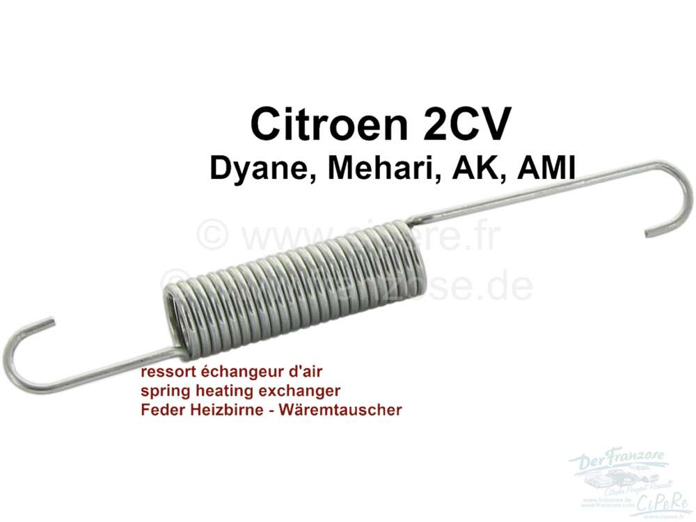 Citroen-2CV - 2CV6, Wärmetauscher, Feder für Heizklappenverstellung an der Heizbirne.(Wärmetauscher).