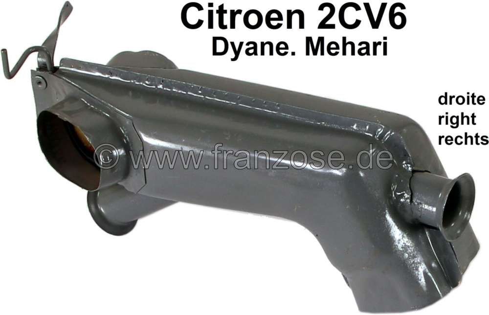Citroen-2CV - 2CV6, Wärmetauscher (Heizbirne) rechts, für Citroen 2CV6. Nachbau.