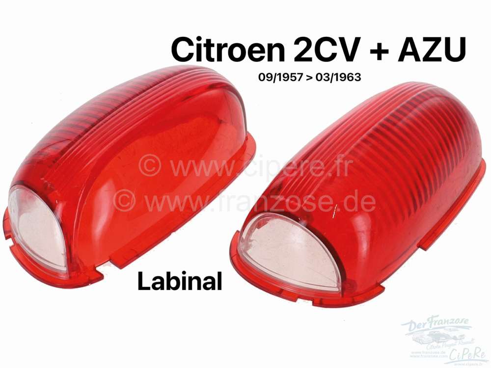 Citroen-2CV - Blink-Parkleuchtengläser (2 Stück), für Labinal Leuchte. Passend für Citroen 2CV, von 