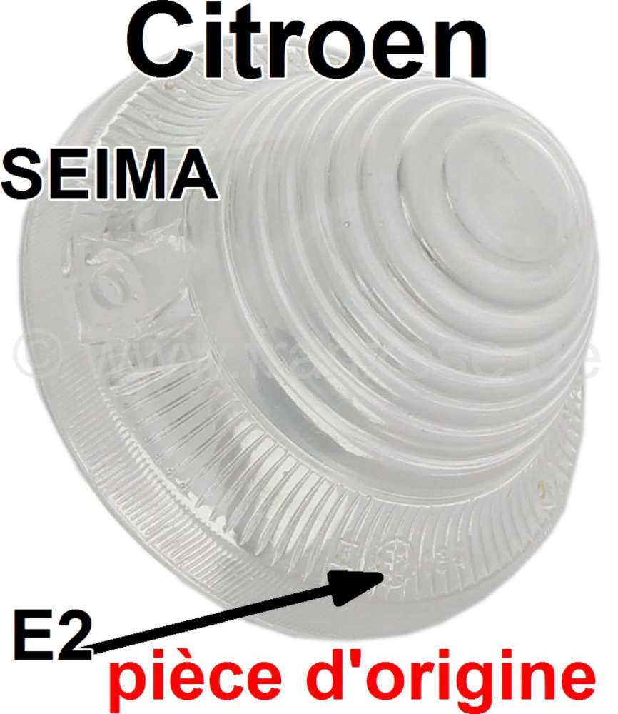 Citroen-2CV - Blinkerkappe weiß (Original SEIMA, mit Prüfzeichen). Passend für Citroen 2CV vorne. Cit