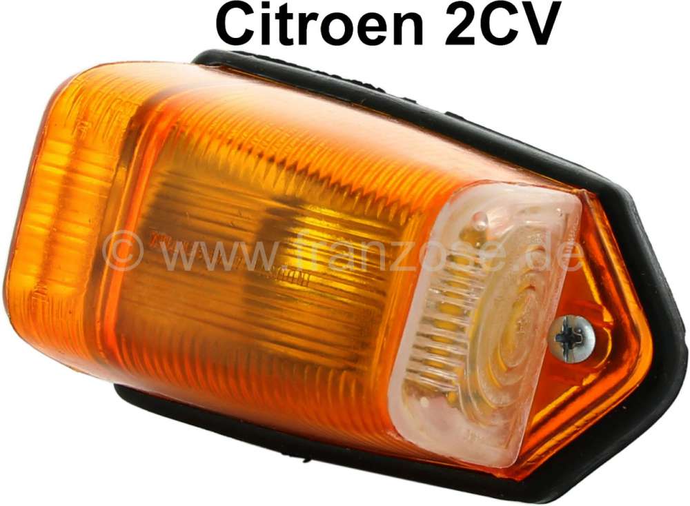 Citroen-2CV - Blinker gelb, mit Fassung. Dieser Blinker wurde seitlich - oben am Citroen 2CV aus den fü