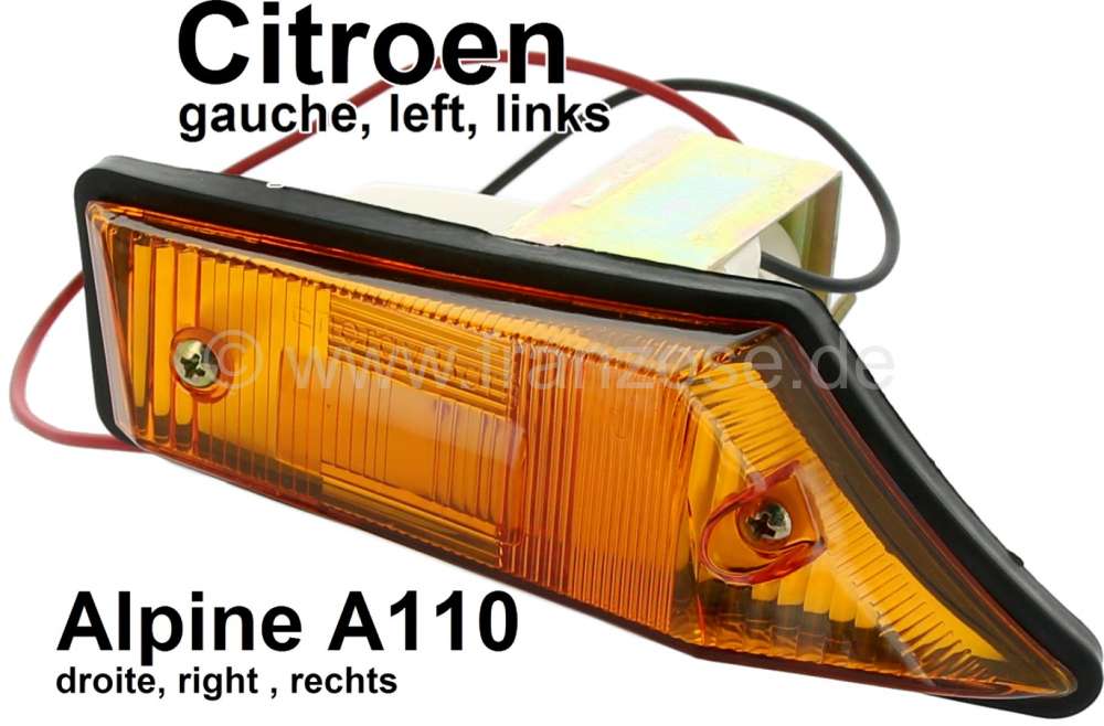 Citroen-2CV - Blinker komplett vorne links, orange. Passend für Citroen Dyane, Acadyane, Mehari. Renaul