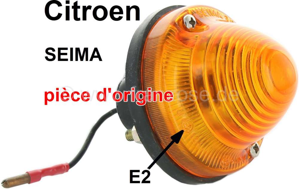 Citroen-DS-11CV-HY - Blinker komplett (orange), original Seima 3054. 3055 (kein Nachbau, mit Prüfzeichen). Met