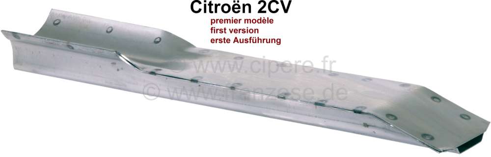 Citroen-2CV - 2CV alt, Bodenblech, Querholm am Chassis hinten. Dieser Holm ist am Chassis verschweißt. 