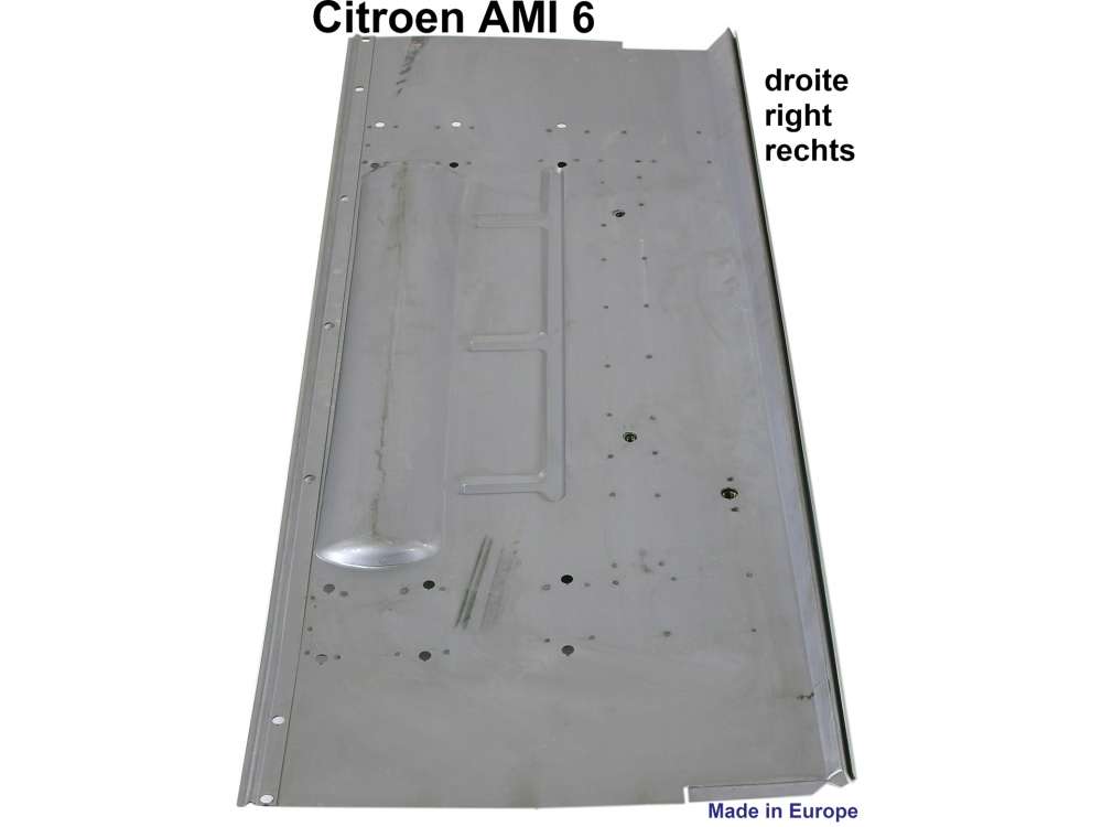 Citroen-2CV - AMI6, Bodenblech rechts komplett, mit allen Sicken und Verstärkungen. Nachbau, passend f