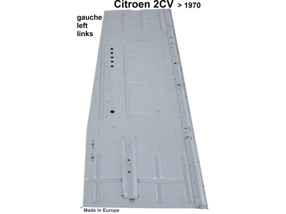 Citroen-DS-11CV-HY - 2CV, Bodenblech links. Für Citroen 2CV bis Baujahr 1970. Die Sitze werden mittels Löcher