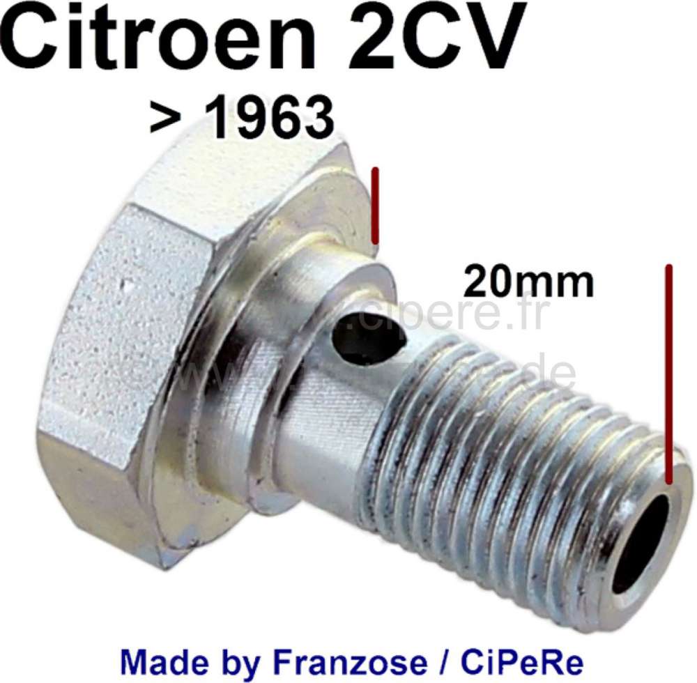 Citroen-2CV - Bremsleitung Verschraubung auf den Radbremszylinder. Passend für Citroen 2CV, bis Baujahr