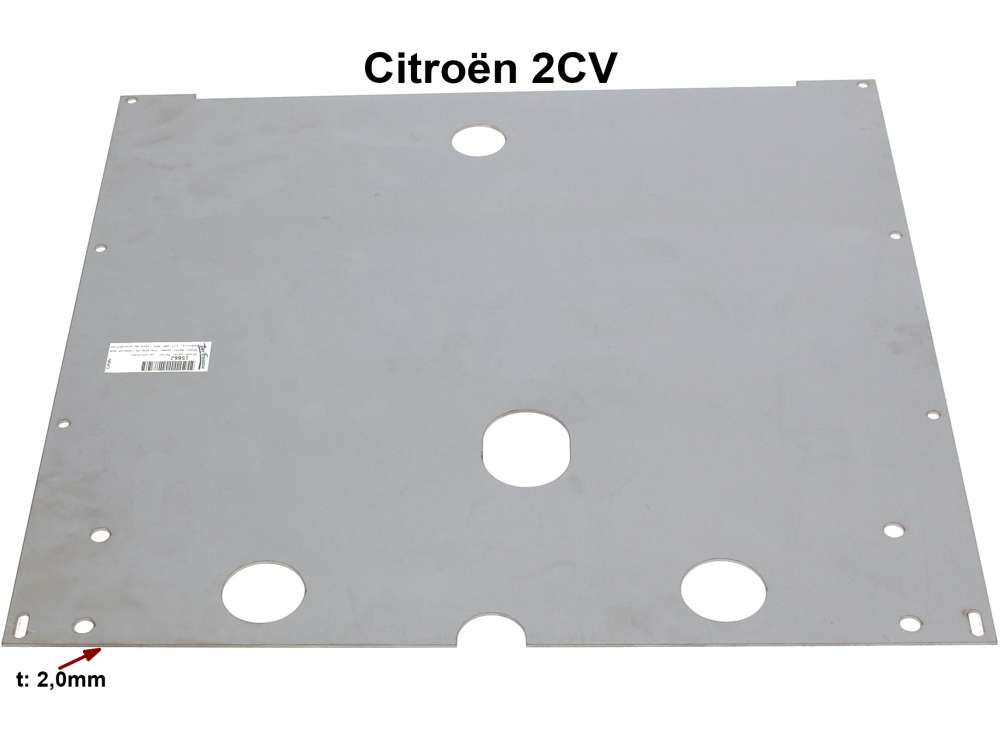 Citroen-2CV - Blech unter dem Motor (Motor Schutzplatte), für das original Chassis vom Citroen 2CV. Die