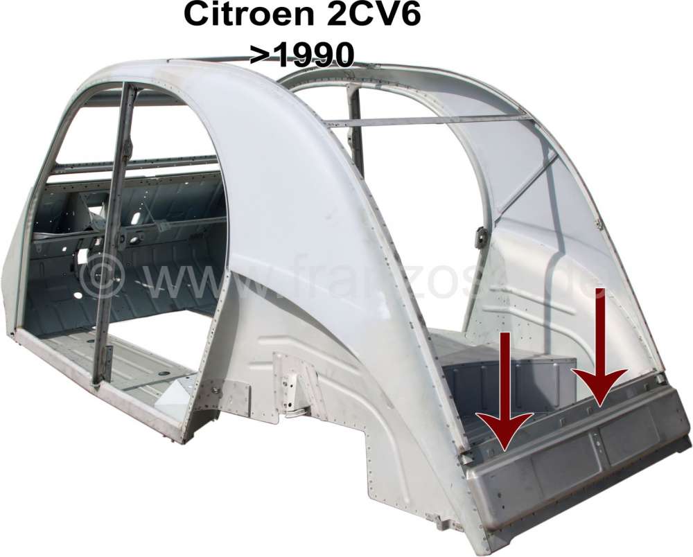 Citroen-2CV - 2CV, Karosserie Neu! Ohne drittes Fenster (geschlossene C-Säule), schräges Heckblech! Pa