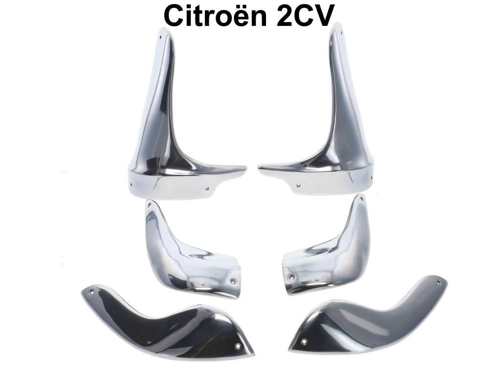 Citroen-2CV - 2CV, Kotflügel vorne + hinten. Steinschalgschutzecken (6 Stück) für die Kotflügel vorn