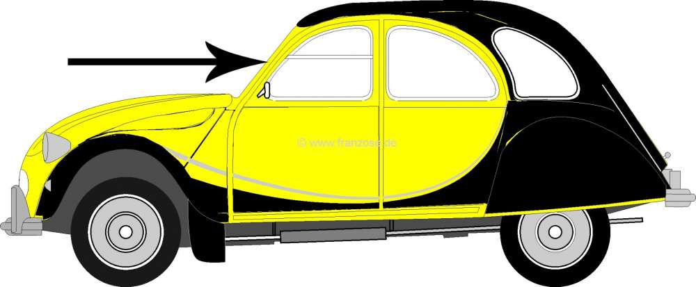 Citroen-DS-11CV-HY - Charlestonklebesatz komplett, gelb - schwarz, für 2CV Charleston bis Baujahr 1983! 1 Ausf
