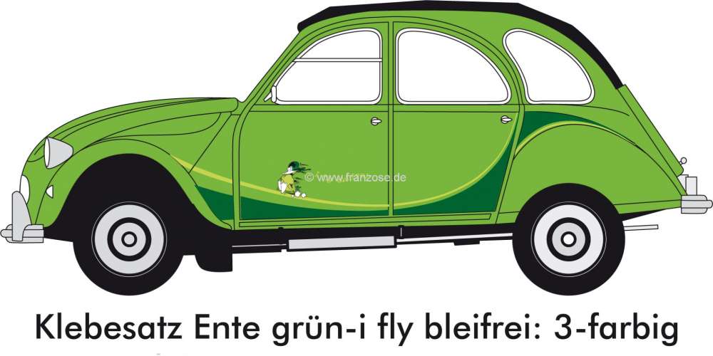 Citroen-2CV - I fly bleifrei, (Ente grün) Klebesatz, Citroen 2CV. Nachfertigung vom originalen Lieferan