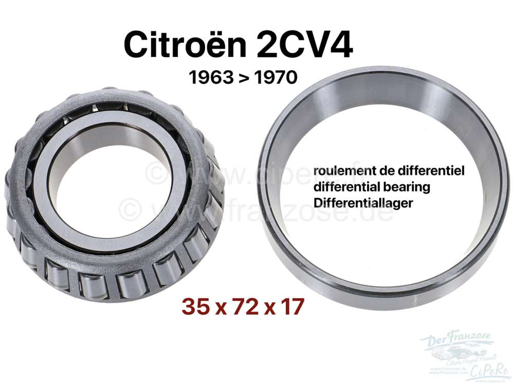 Citroen-2CV - Differentiallager für Citroen 2CV4. Verbaut von Baujahr 1963 bis 1970. Innendurchmesser 3
