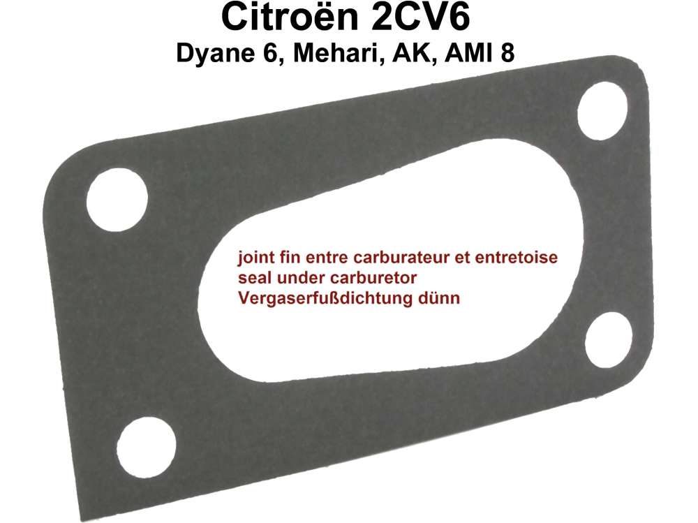 Citroen-2CV - Vergaserfußdichtung dünn, Dichtung zwischen Abstandplatte und Vergaser. Passend für Cit