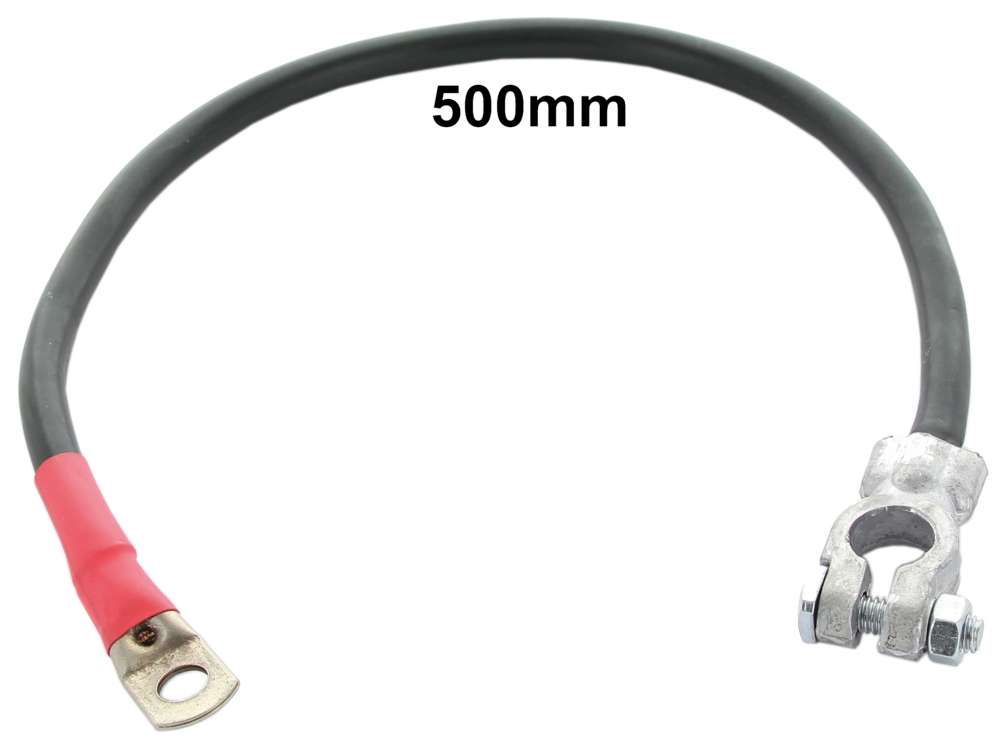 Peugeot - Pluskabel (Batterie zu Anlasser). Gesamtlänge: 500mm. Kabelquerschnitt: 25mm². Made in E