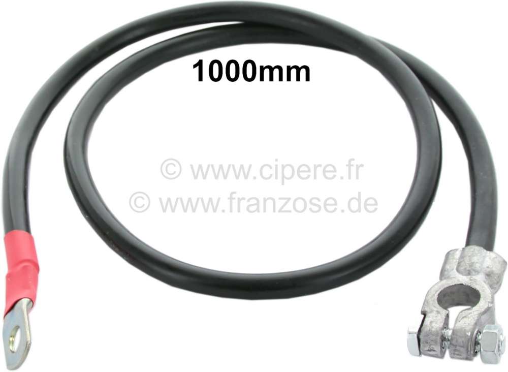 Peugeot - Pluskabel (Batterie zu Anlasser). Gesamtlänge: 1000mm. Kabelquerschnitt: 25mm². Made in 