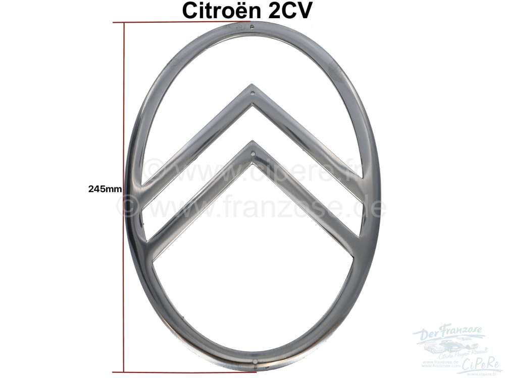 Citroen-2CV - 2CV alt, Kühlergrill, Citroen-Emblem aus Aluminium. Passend für Citroen 2CV bis Baujahr 