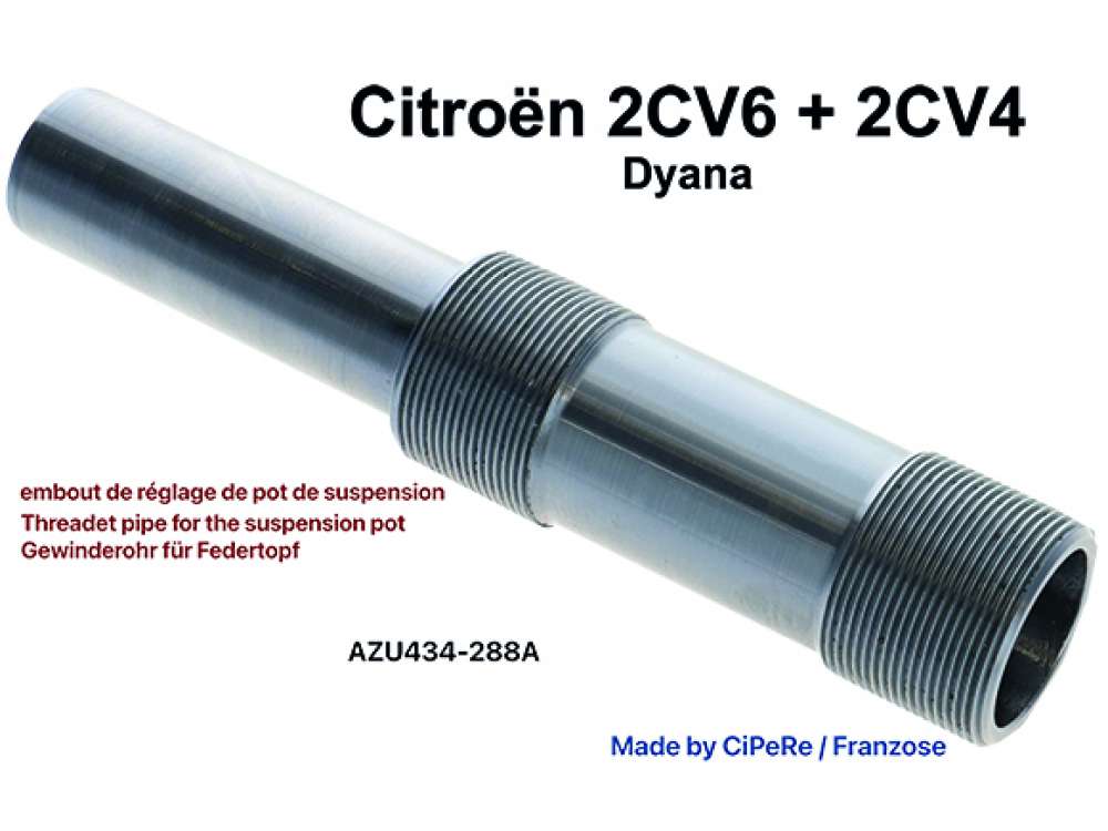 Citroen-DS-11CV-HY - Gewinderohr für den Federtopf.(Befestigung am Chassis). Die Gewinderohre werden ohne Mutt