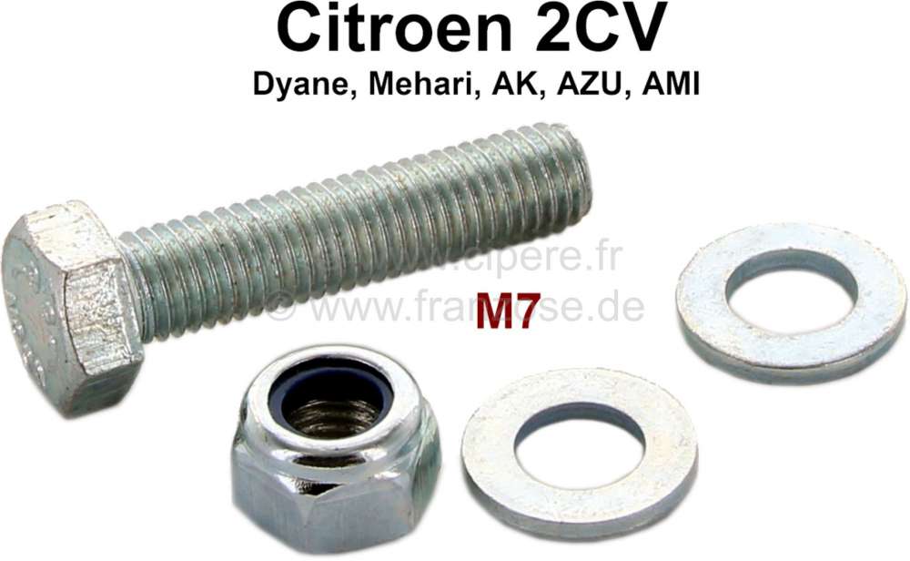 Citroen-2CV - Schaltstange: Schraube M7, für die Klemmschelle (Schaltstange auf dem Getriebe). Incl. Mu