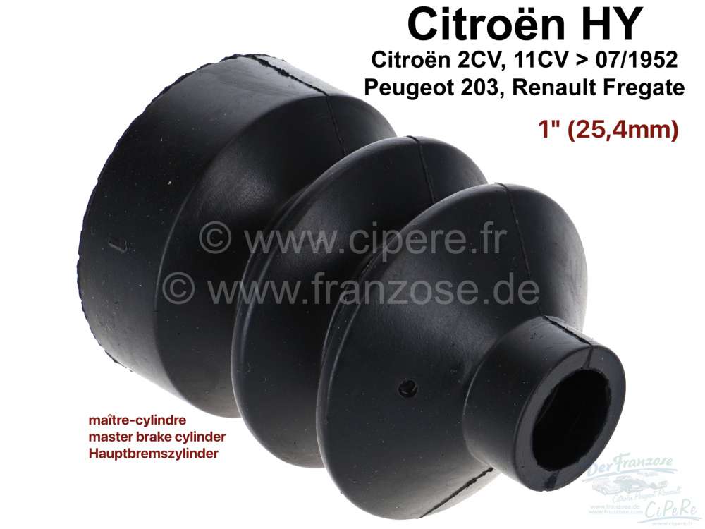 Citroen-2CV - Manschette für den Hauptbremszylinder (für 1 Zoll (25,4mm) Hauptbremszylinder). Passend 