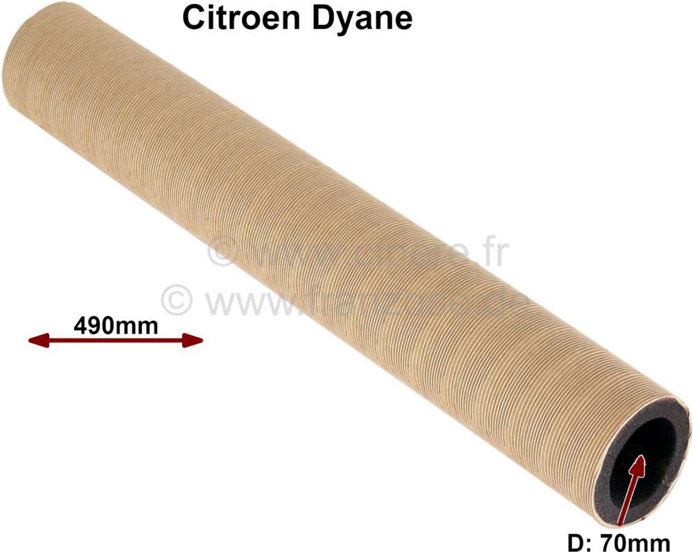 Citroen-2CV - Heizschlauch für Citroen Dyane, 70mm Pappschlauch Innendurchmesser, 490mm lang.