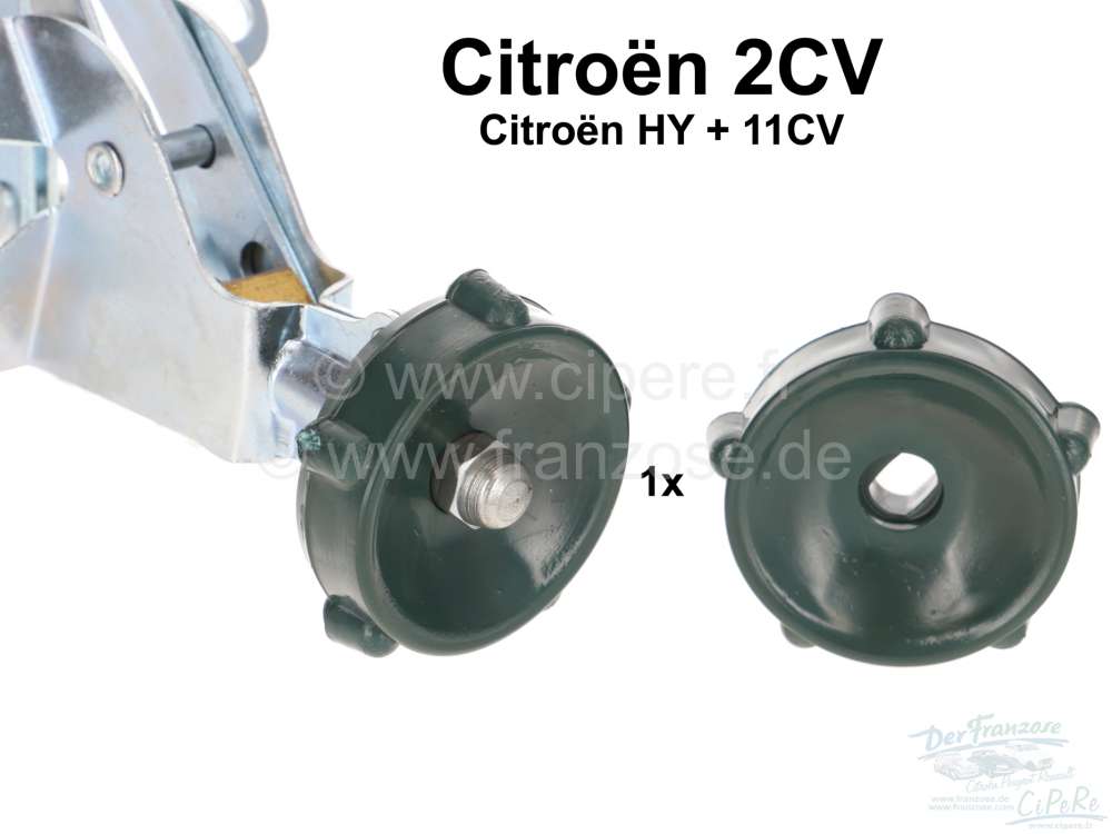 Citroen-2CV - Knauf für den Aufstellmechanismus der Lüfterklappe. Farbe grün, gefertigt aus Hartplast