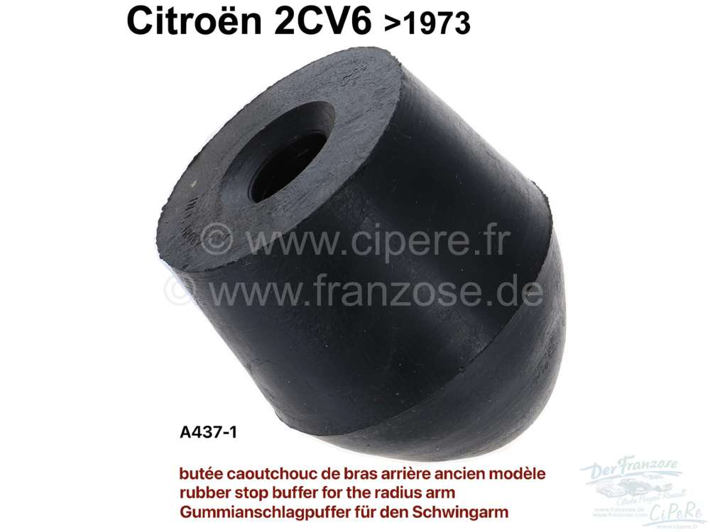 Citroen-DS-11CV-HY - Gummianschlagpuffer für den Schwingarm, hinten im Radhaus. Kegelförmig. Passend für Cit