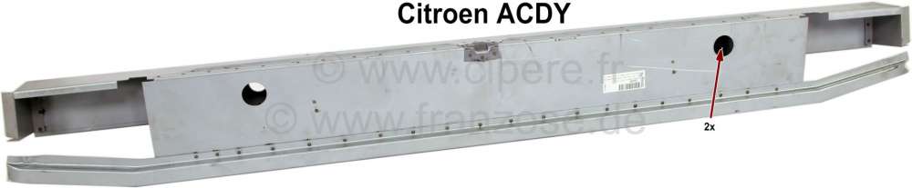 Citroen-2CV - ACDY, Heckabschlussholm komplett für Citroen ACDY. Der Holm hat 2 Löcher für die Stoßs