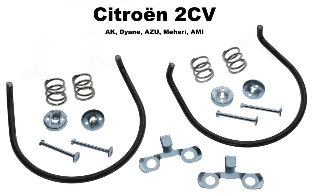 Citroen-2CV - Bremsbacken Montagesatz hinten, passend für Citroen 2CV. Lieferumfang: 4x Haltestift mit 