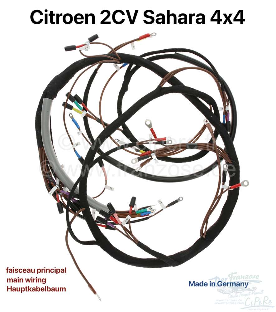 Citroen-2CV - Hauptkabelbaum für Citroen 2CV Sahara 4x4. Made in Germany.