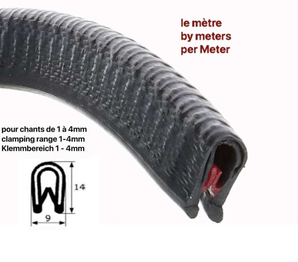 Sonstige-Citroen - Kantenschutz schwarz, U-Profil universal (mit Metallkern). Per Meter. Für Klemmbereich 1-