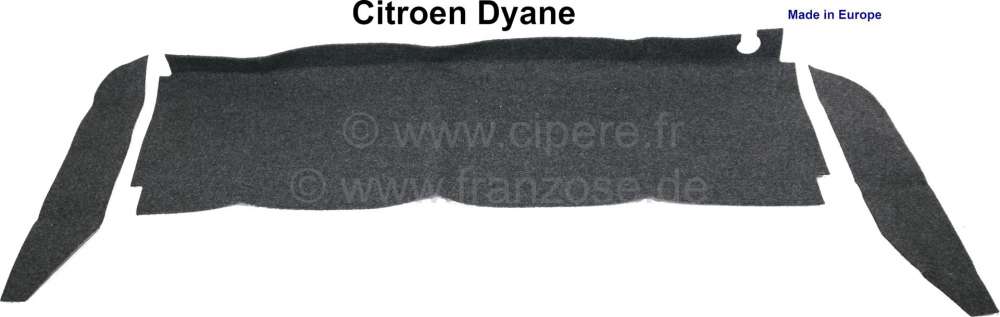 Citroen-2CV - Dyane, Hutablage aus dunkelgrauen Filz (incl. den beiden seitlichen Verkleidungen). Passen