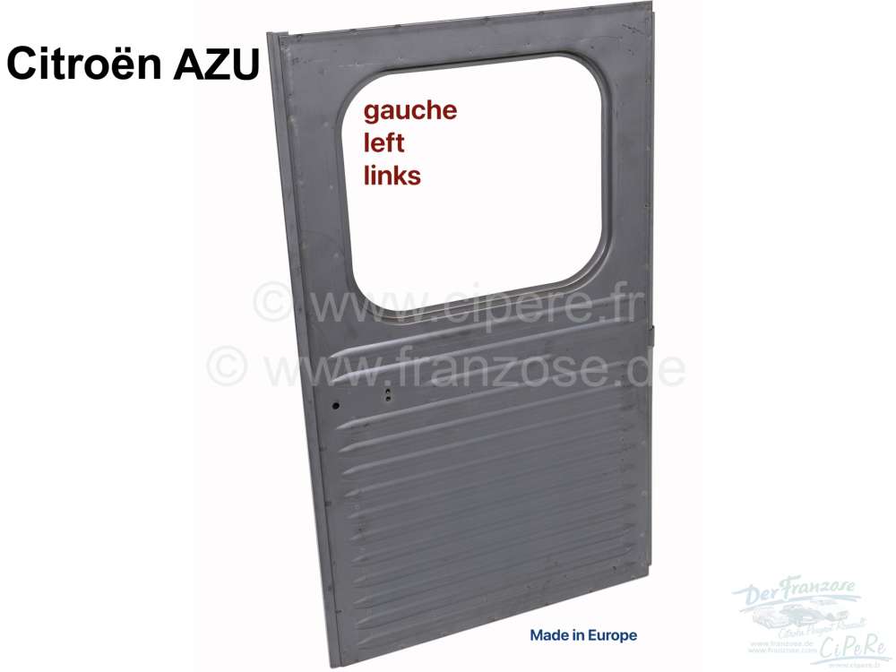 Citroen-2CV - AZU, Hecktür links (eckiges Fenster, schmale Rillen)), Nachbau. Passend für Citroen AZU 
