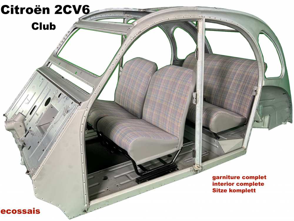 Citroen-2CV - Innenausstattung Club 2CV6 (komplett auf neuen Gestellen bezogen, einbaufertig!). Bestehen