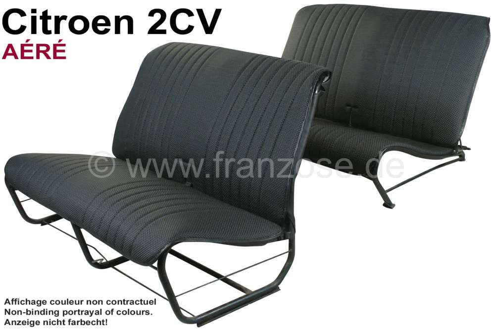 Citroen-2CV - Sitzbankbezug 2CV, für 1 Sitzbank vorne + 1 Sitzbank hinten. Kunstleder schwarz (AÉRÉ),