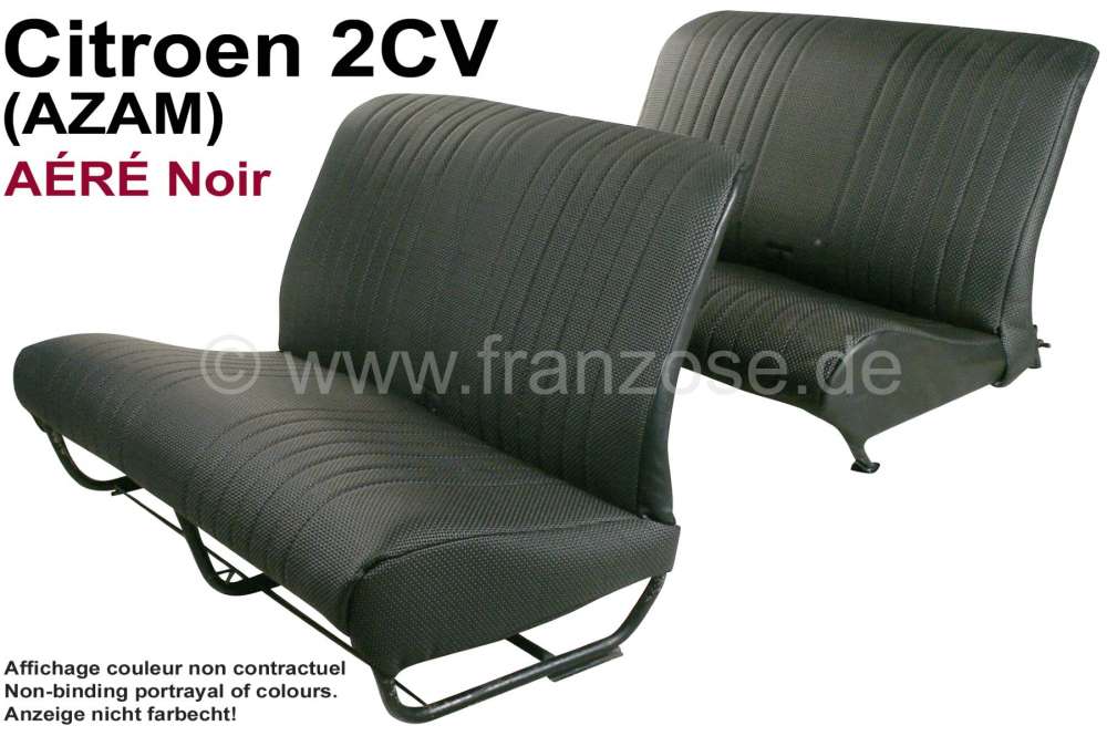 Citroen-2CV - Sitzbankbezug 2CV (AZAM), für 1 Sitzbank vorne + 1 Sitzbank hinten. Kunstleder schwarz. D