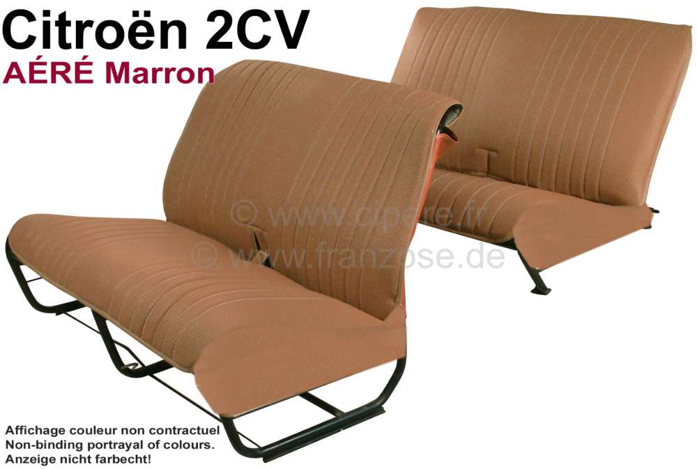 Citroen-2CV - Sitzbankbezug 2CV, für 1 Sitzbank vorne + 1 Sitzbank hinten. Kunstleder Marron (AÉRÉ - 