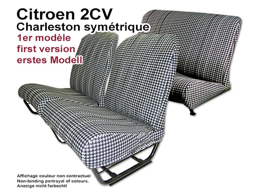 2CV Original Sitzbezug Hintersitzbank grau Stoff mit altem Citroën