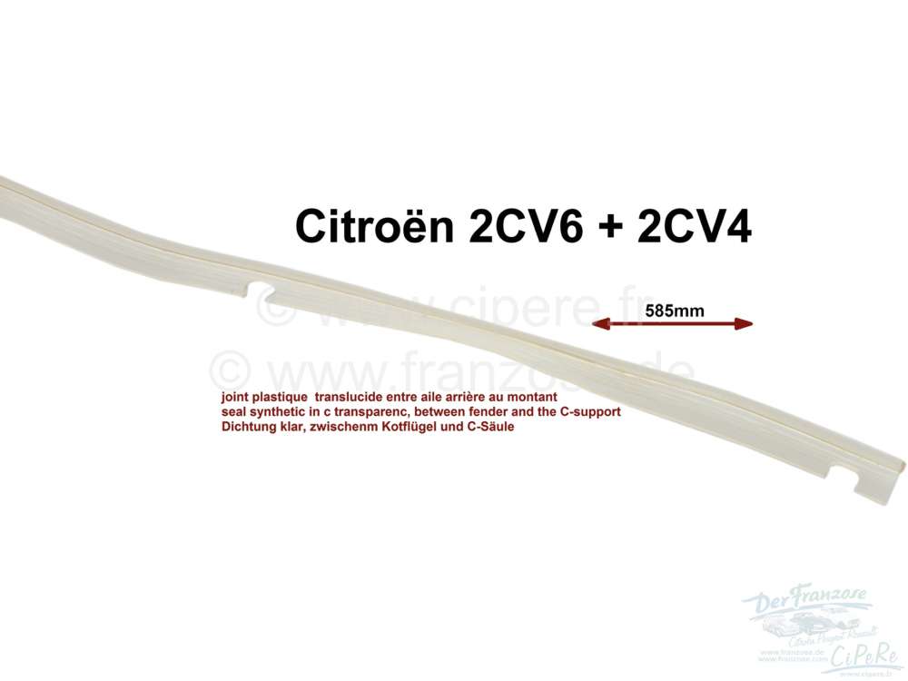 Citroen-DS-11CV-HY - 2CV, Kotflügel hinten, Dichtung Kunststoff transparent, zwischen Kotflügel und der C-Sä