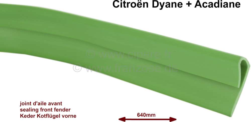 Citroen-2CV - Dyane, Keder für den vorderen Kotflügel. Per Stück. Farbe: Grün!
