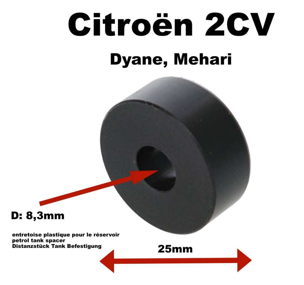 Citroen-2CV - Benzintank Distanzstück (aus Kunststoff) zwischen der Befestigung von dem Benzintank an d
