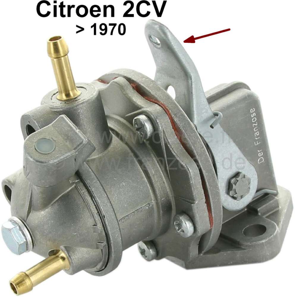 Citroen-2CV - Benzinpumpe für 2CV bis 1970! Waagerechter Zulauf, mit Handpumpenhebel! Nach vielen Jahre