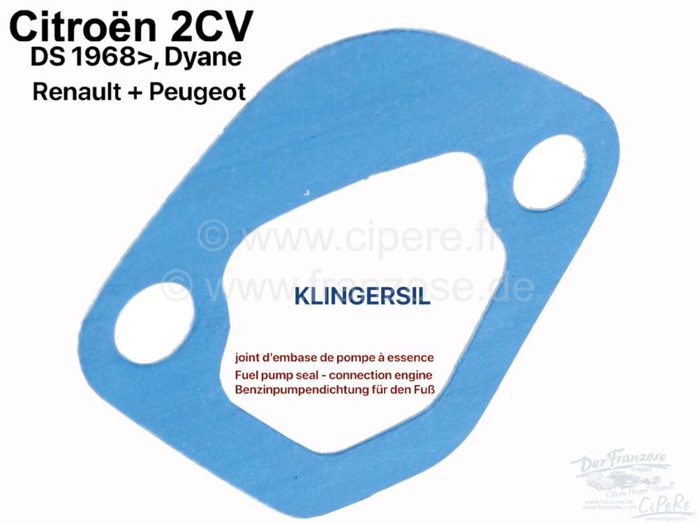Peugeot - Benzinpumpendichtung für die Verschraubung am Motorblock. Passend für Citroen 2CV, Citro