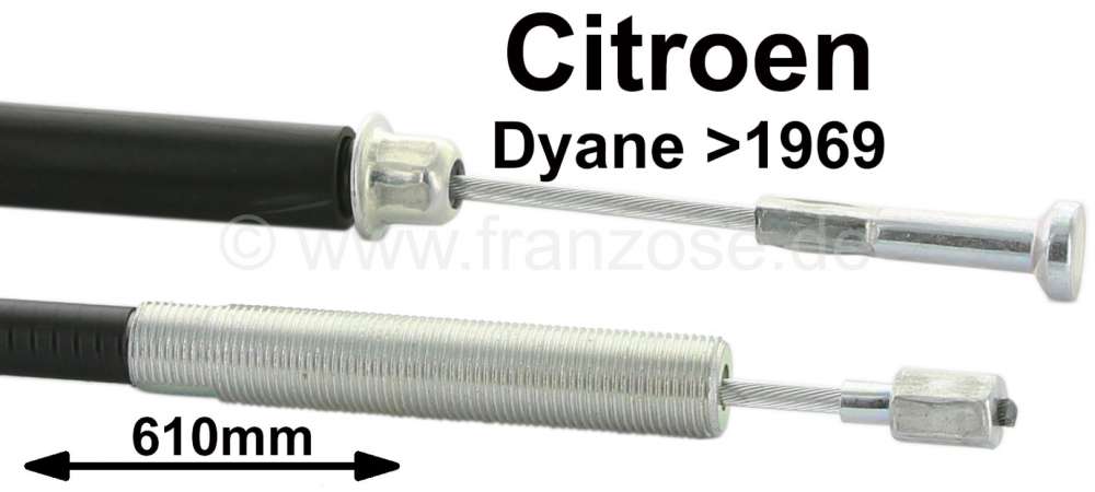 Citroen-2CV - Kupplungszug Dyane, bis 1969, Länge: 610mm.