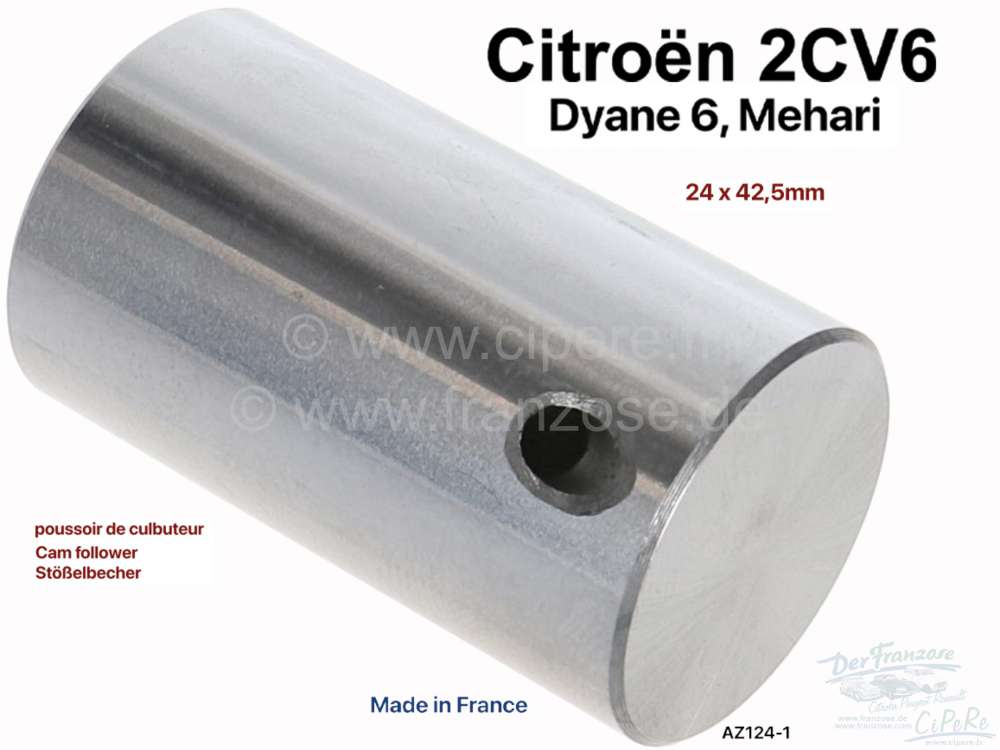 Citroen-2CV - Stößelbecher 2CV6, Maß: 24x42,5mm. Or.Nr.AZ1241. Made in France. Gute Qualität!