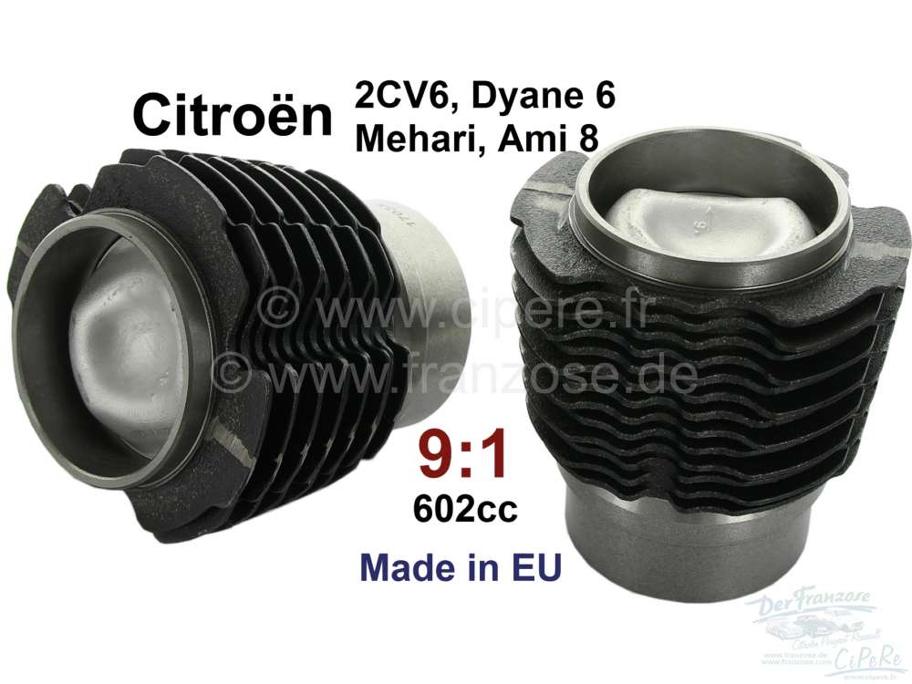 Citroen-2CV - Kolben + Zylinder (2 Stück). Passend für Citroen 2CV6/Club, Charleston, Special. Dyane 6